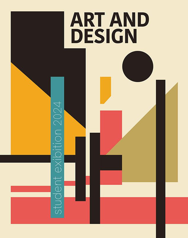 Art and Design Student Exhibition 2024 poster designed by Felipe Oliveira Magalhaes